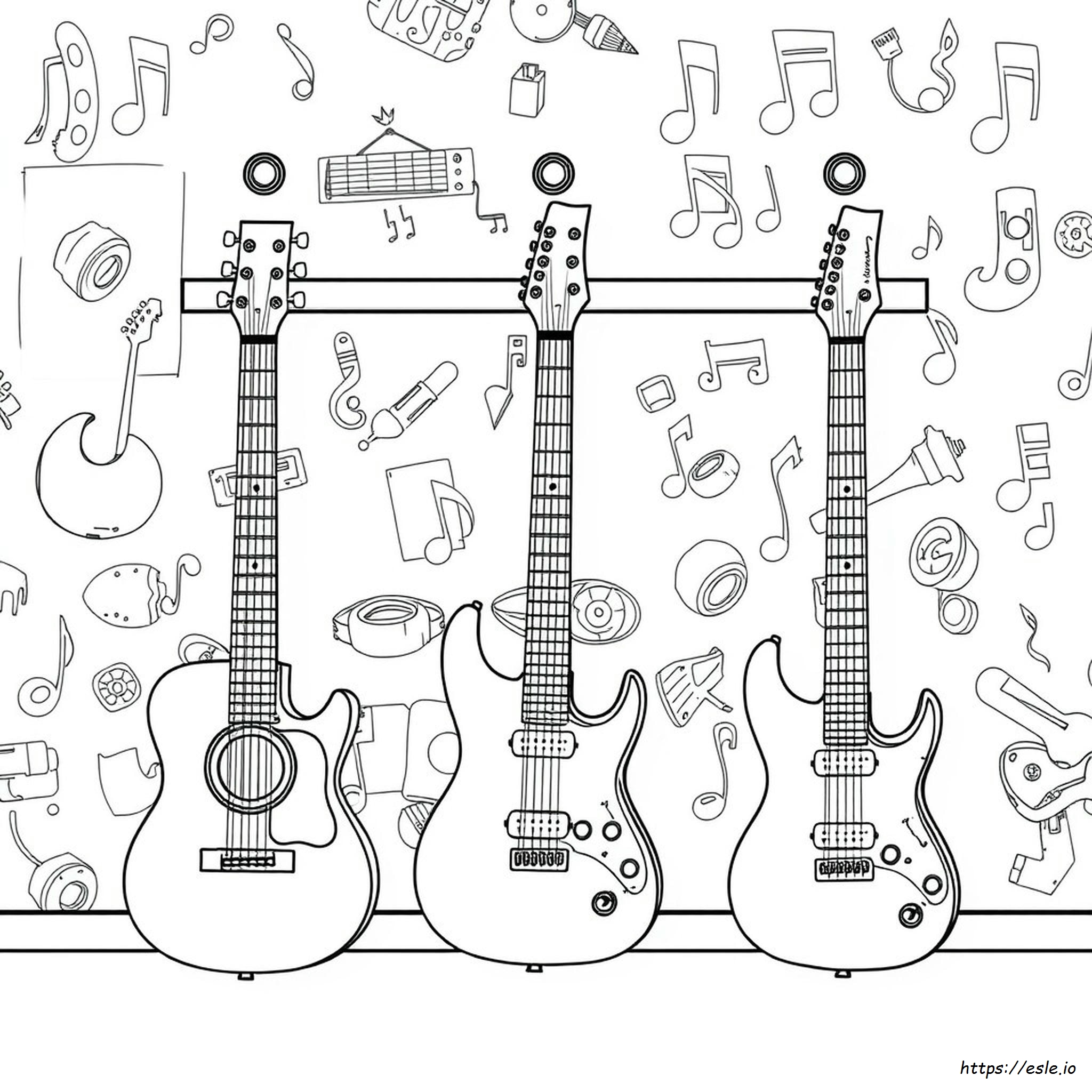 Printable Guitar Coloring Page