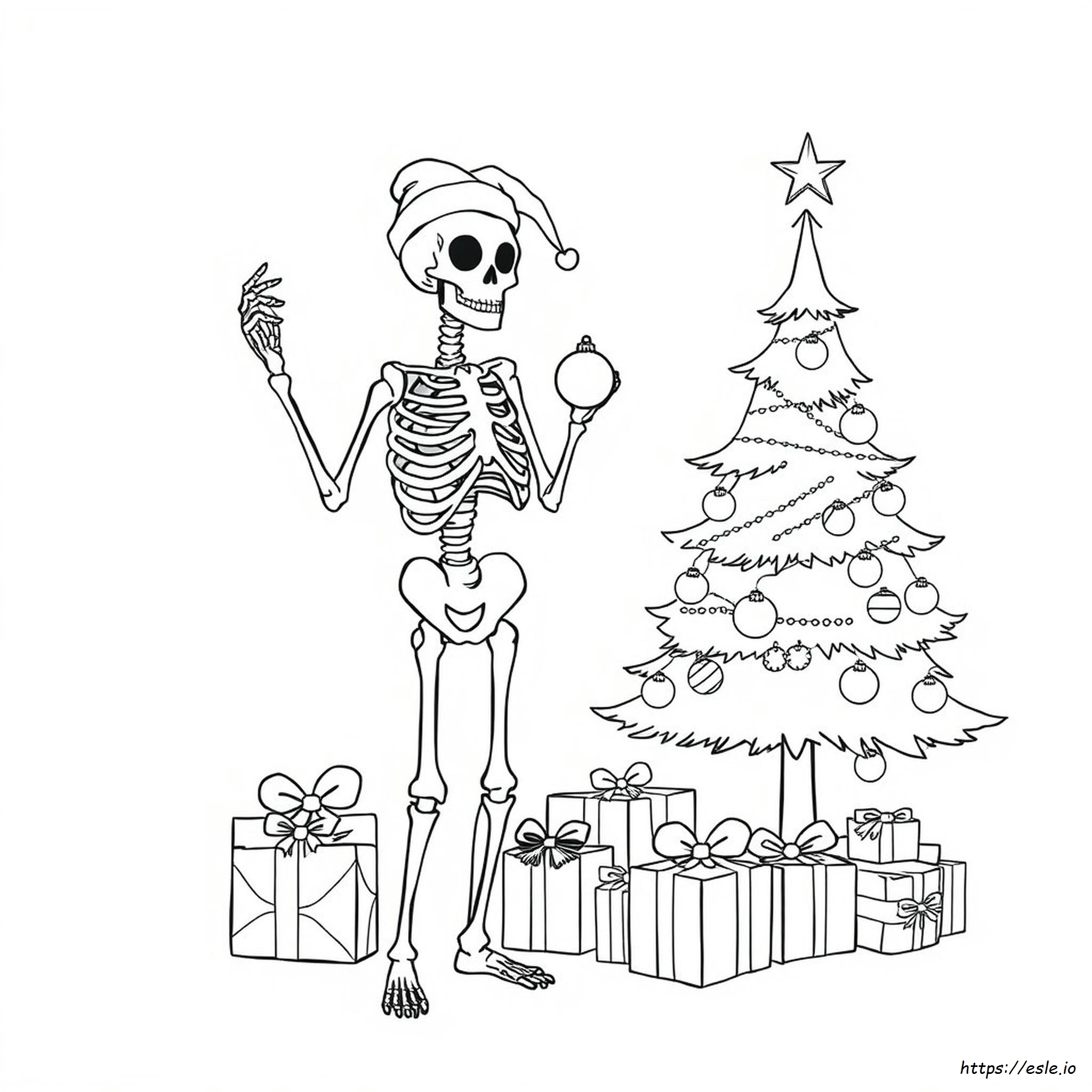 Christmas Skeleton Coloring Page