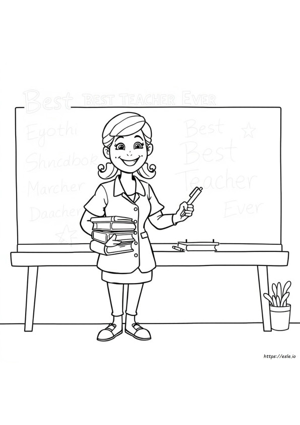 Best Teacher Ever Coloring Page Printable
