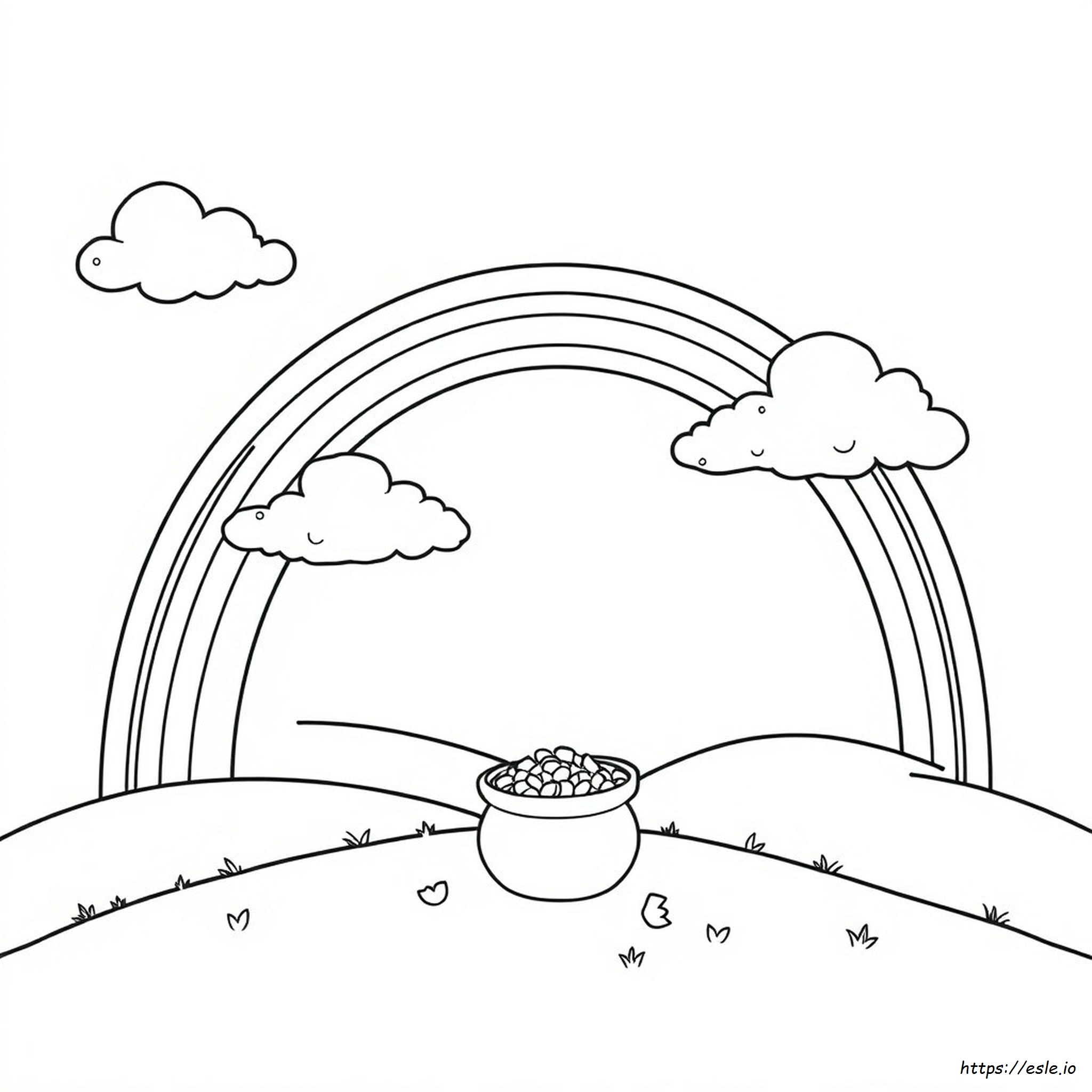 Rainbow With Pot Of Gold Coloring Page