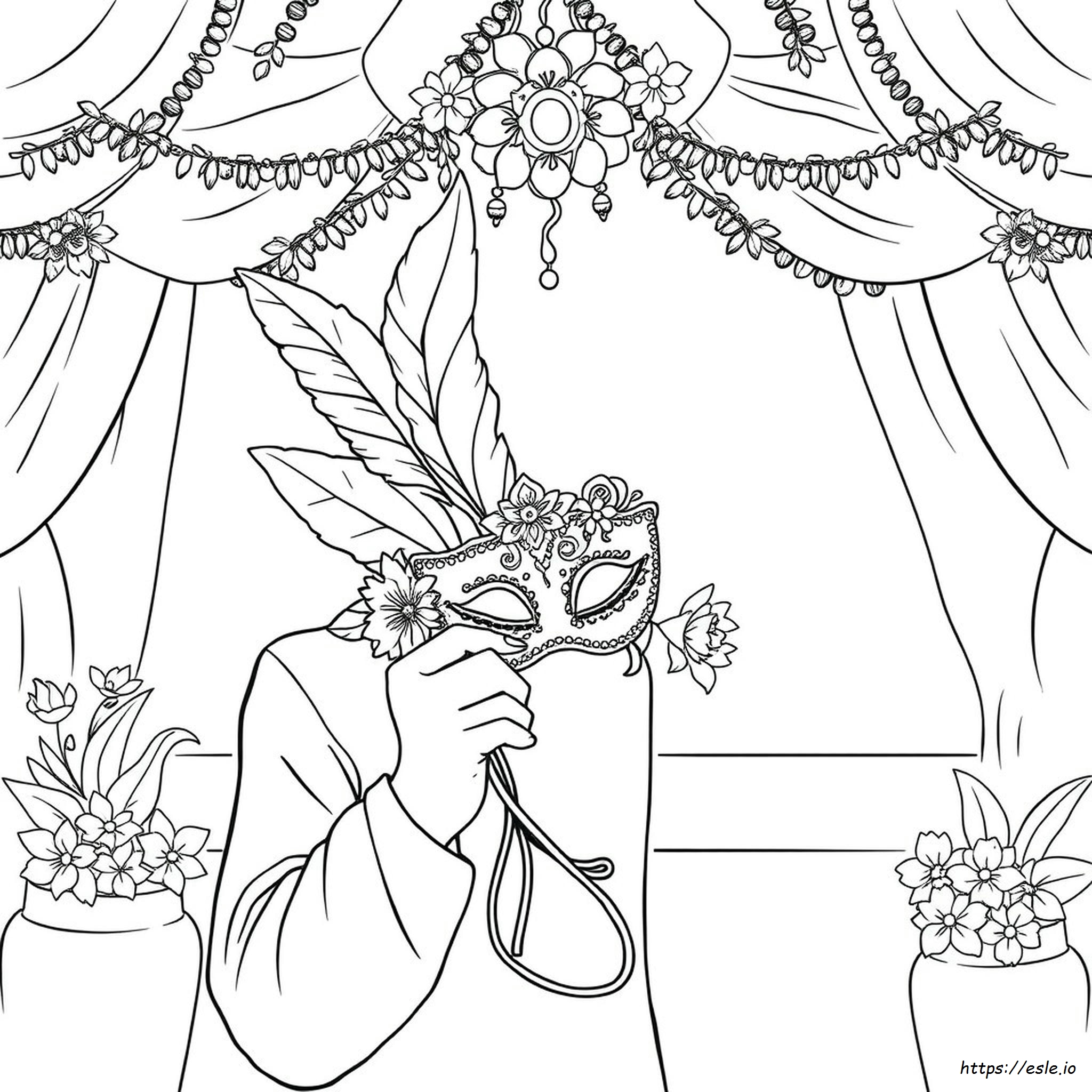 Masquerade Mask Coloring Page