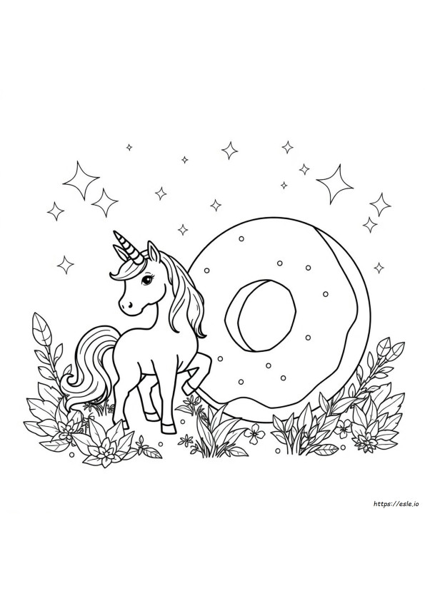 Unicorn Donut Colouring Pages