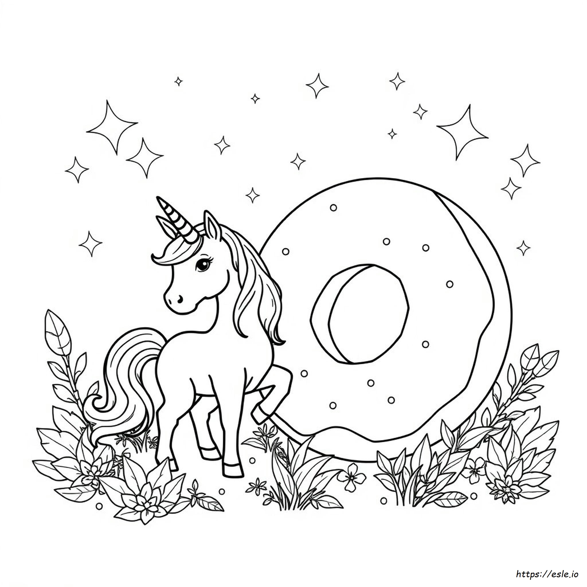 Unicorn Donut Colouring Pages