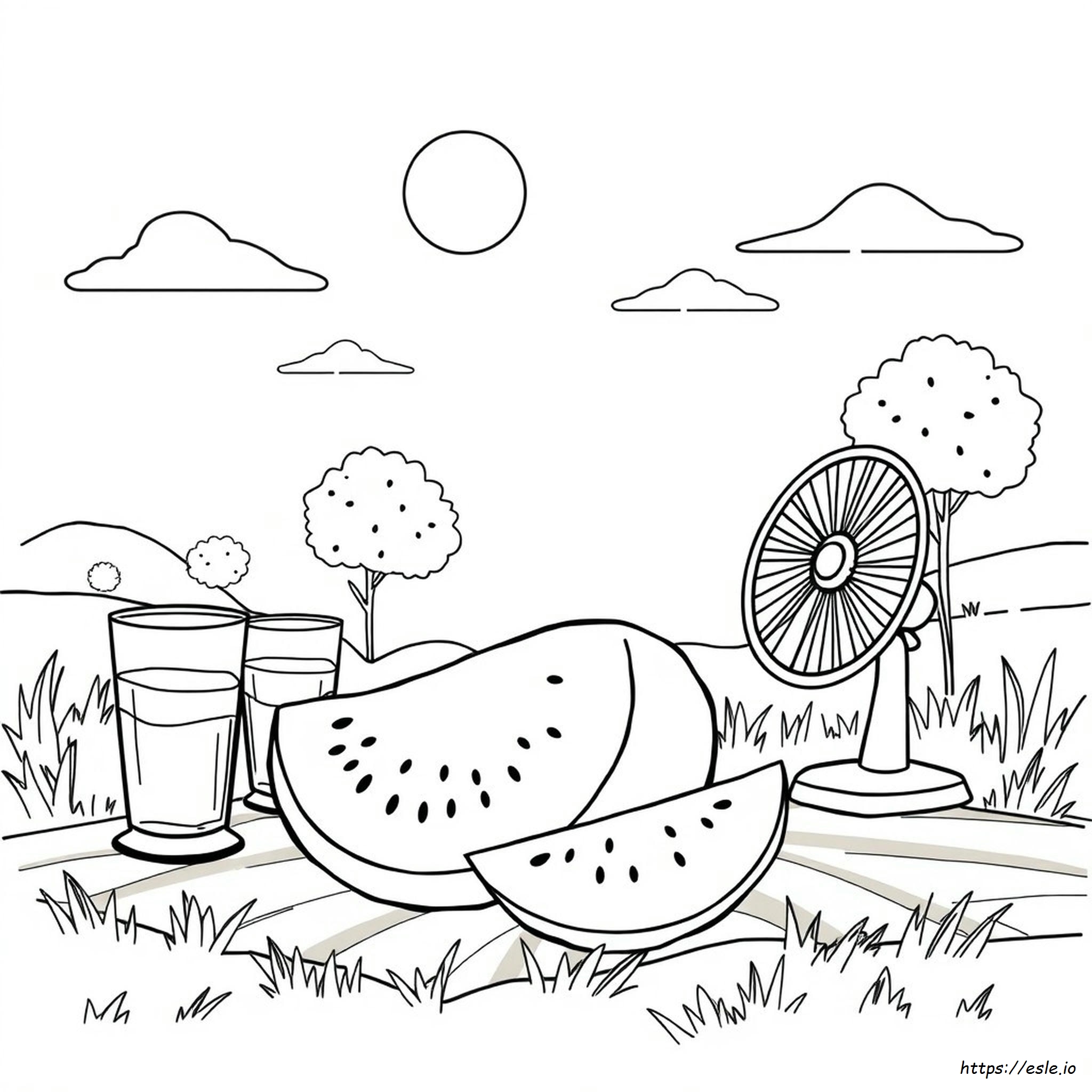 Summer Watermelon Coloring Pages