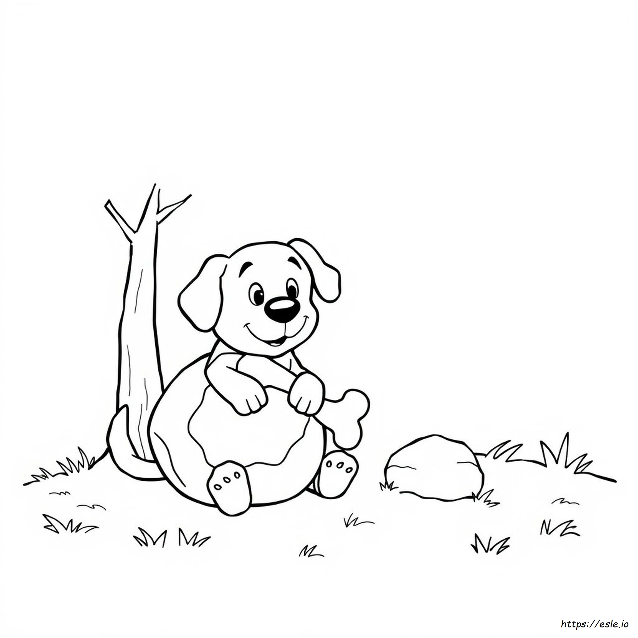 Dog With Bone Coloring Page
