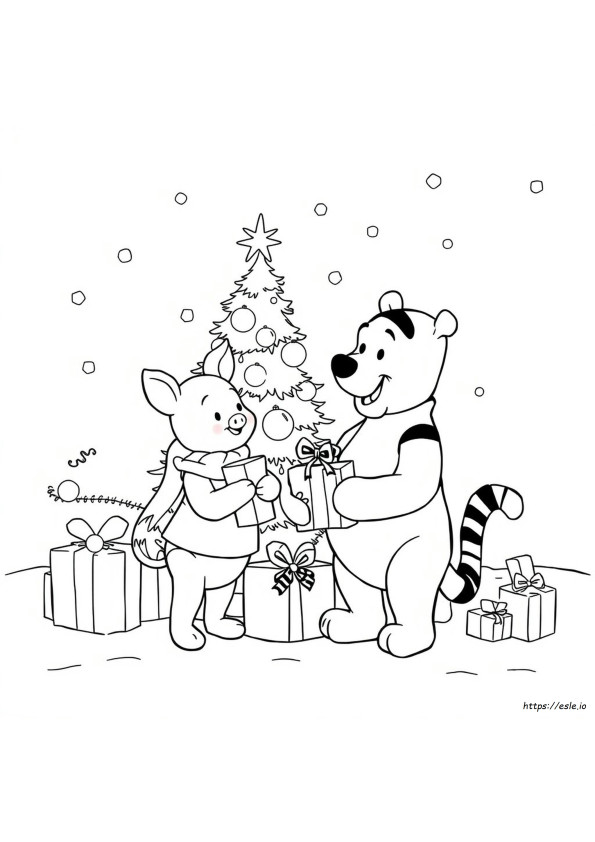 Pooh Bear Christmas Coloring Pages