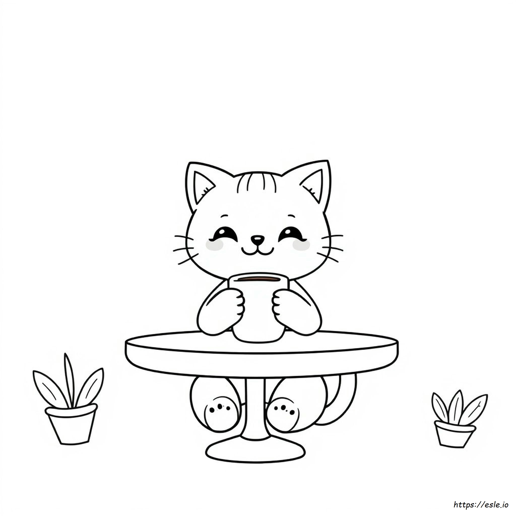 Kawaii Coffee Colouring Page