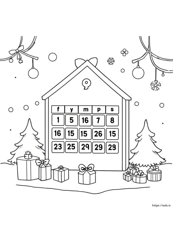 Calendario Dell'avvento Di Natale Da Colorare E Scaricare Christmascolorpage.Com