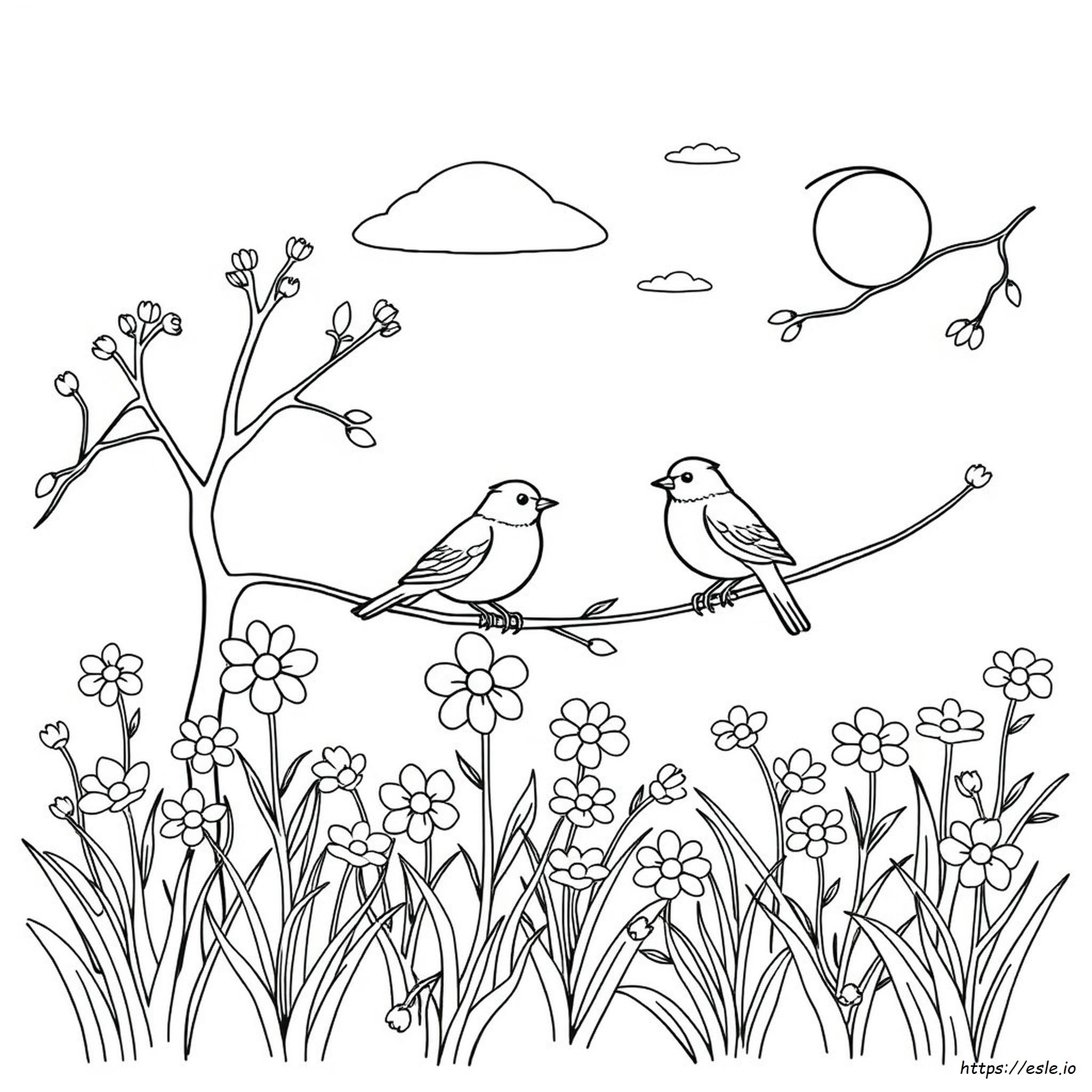 Free Printable Birds And Flowers Coloring Pages