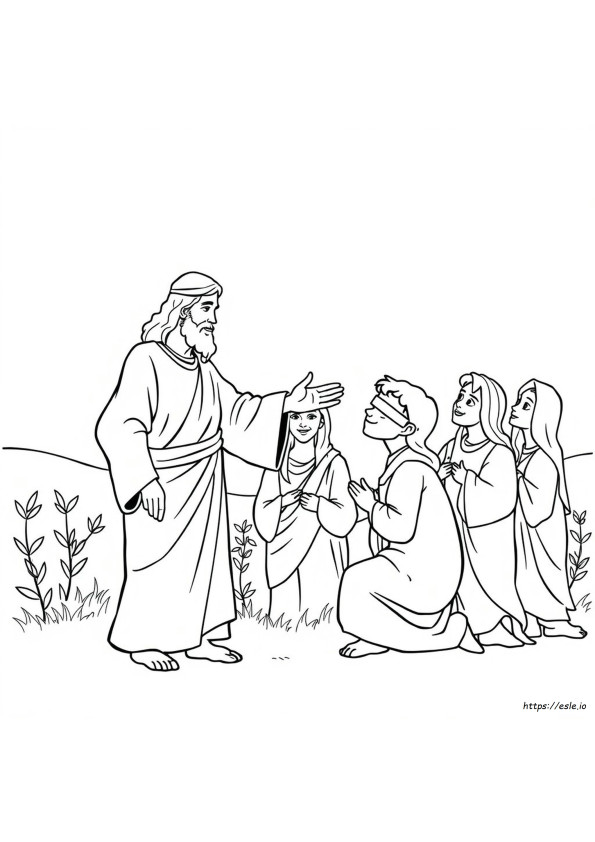 Jesus Heals The Blind Coloring Page