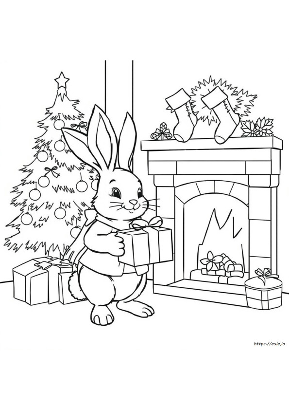 Christmas Rabbit Colouring