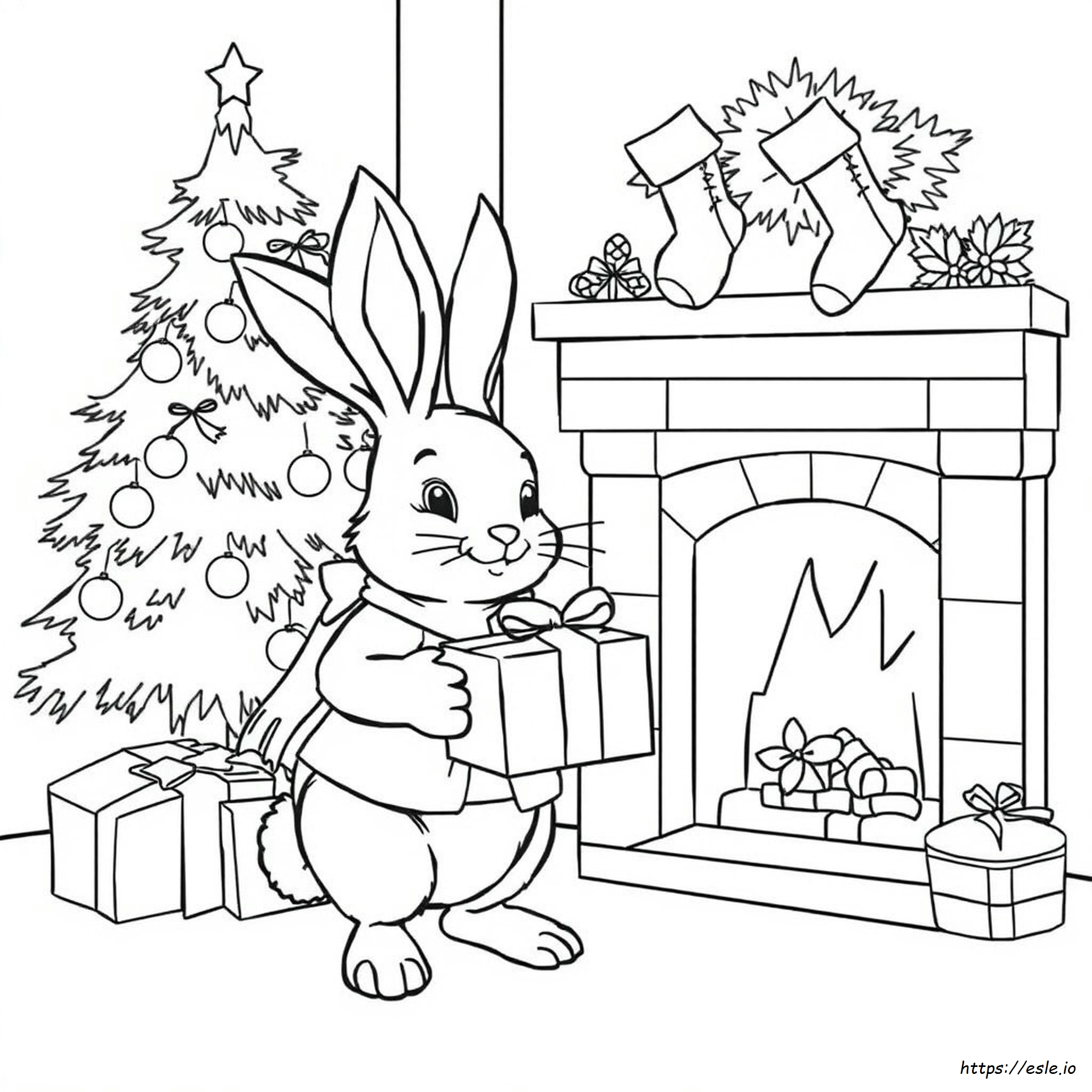 Christmas Rabbit Colouring