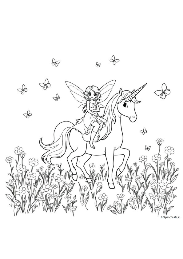 Zână Și Unicorn Planșe De Colorat Gratuite