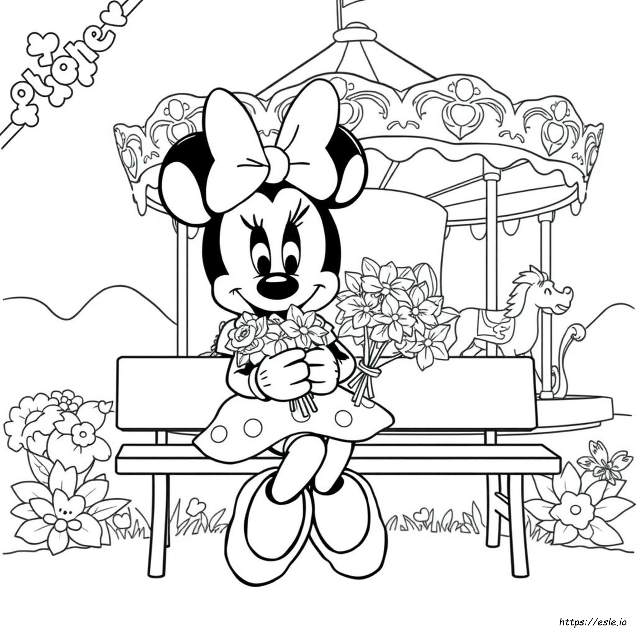 Gambar Mewarnai Disney Minnie Mouse