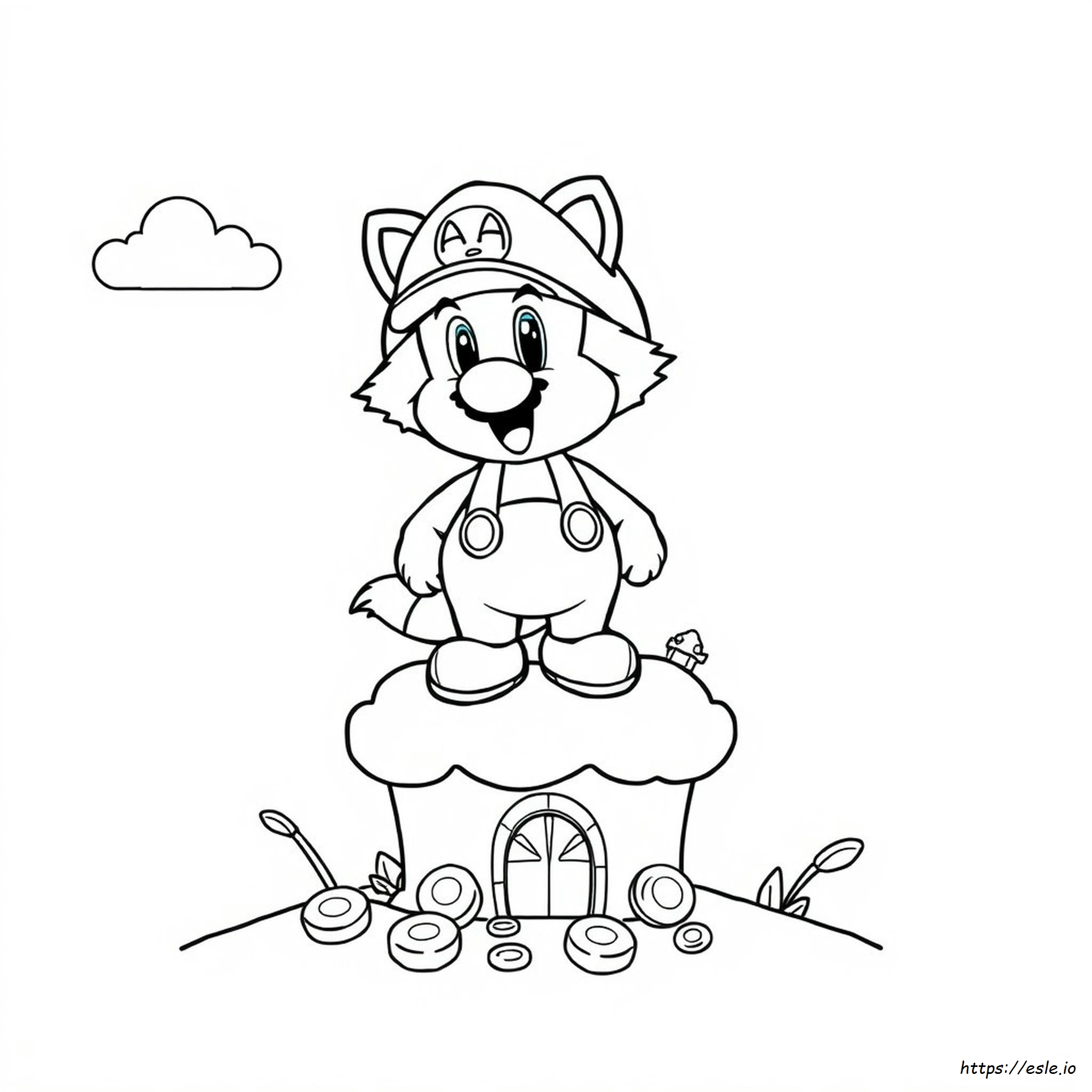 Racoon Mario Coloring Page
