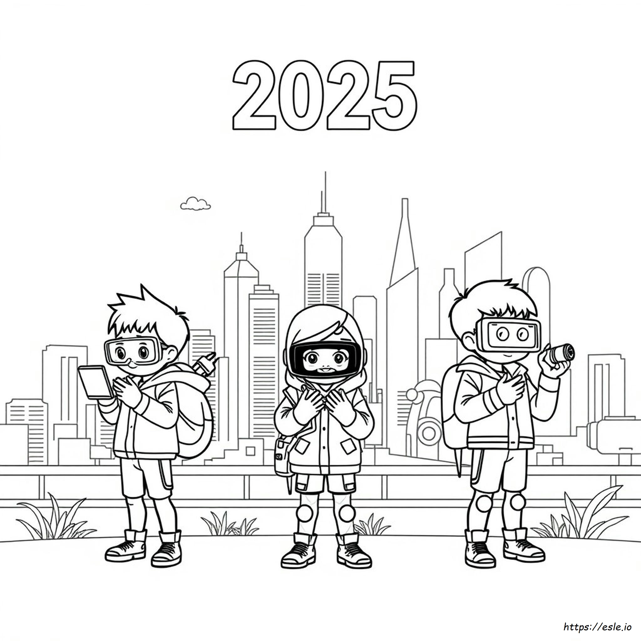 2025 Coloring Page Kids - Free Printable