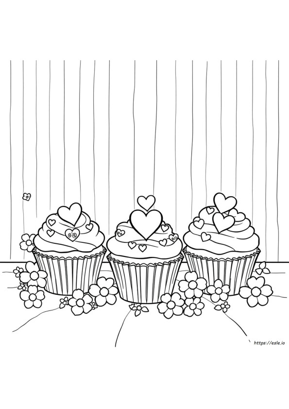 Valentin Napi Cupcake Színezők