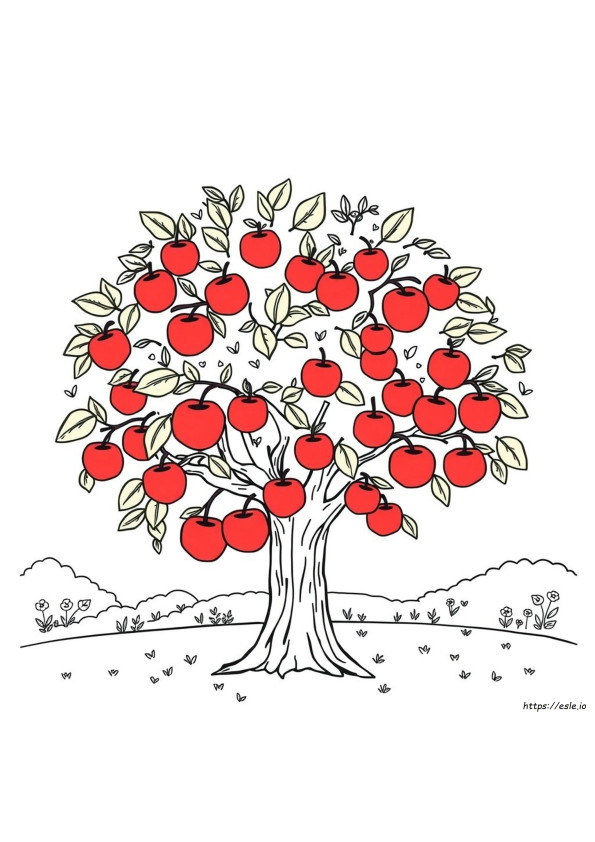 Árbol De Manzana Para Colorear Para Preescolares