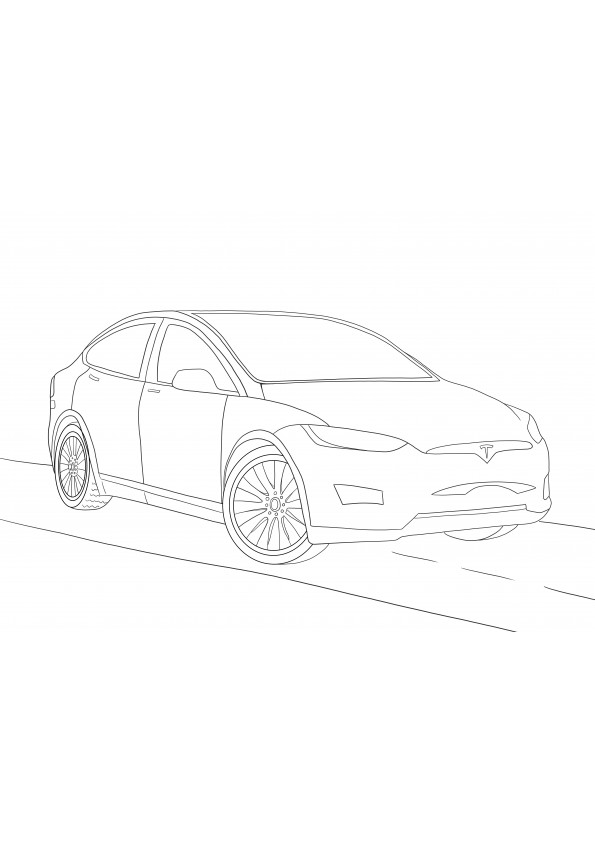 Hızlı araba severler için Tesla Model X-harika boyama sayfası ücretsiz indir