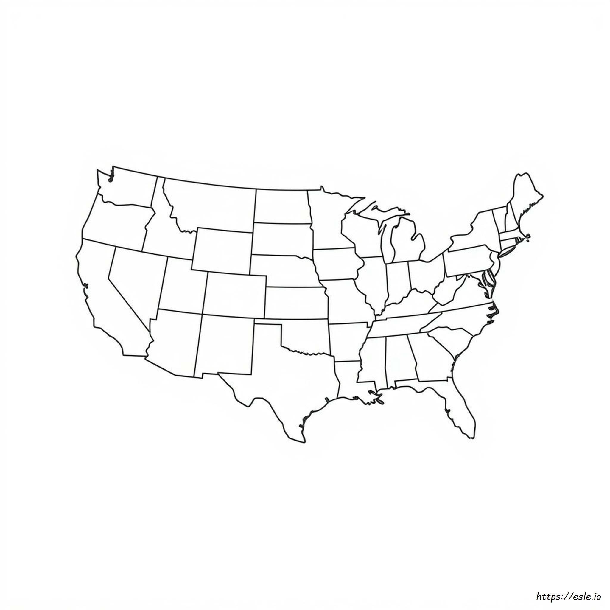 Nagy Usa Térkép Színező - Ingyenes Letöltés