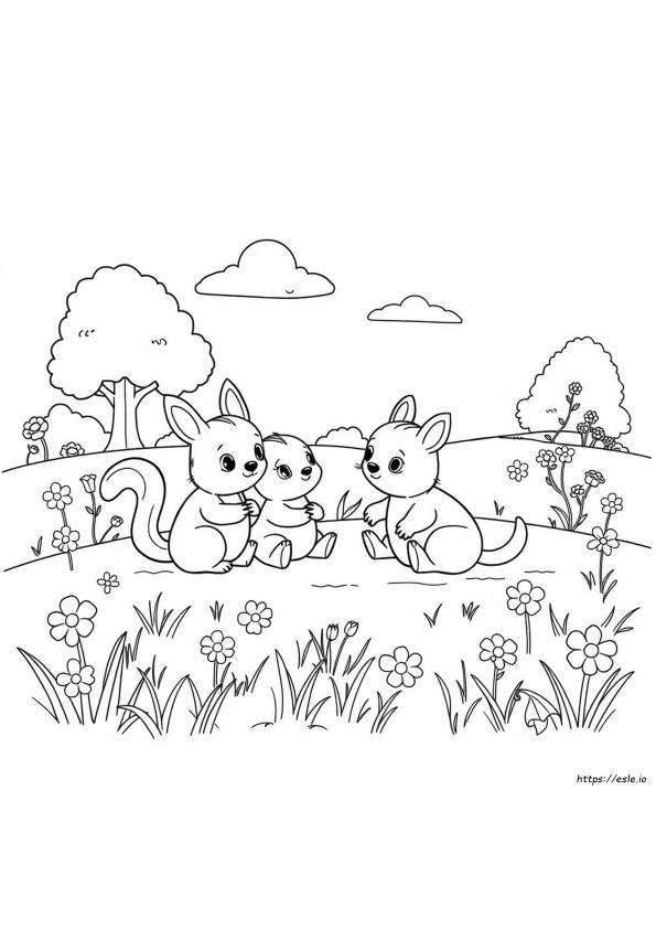 かわいい生き物のぬりえ