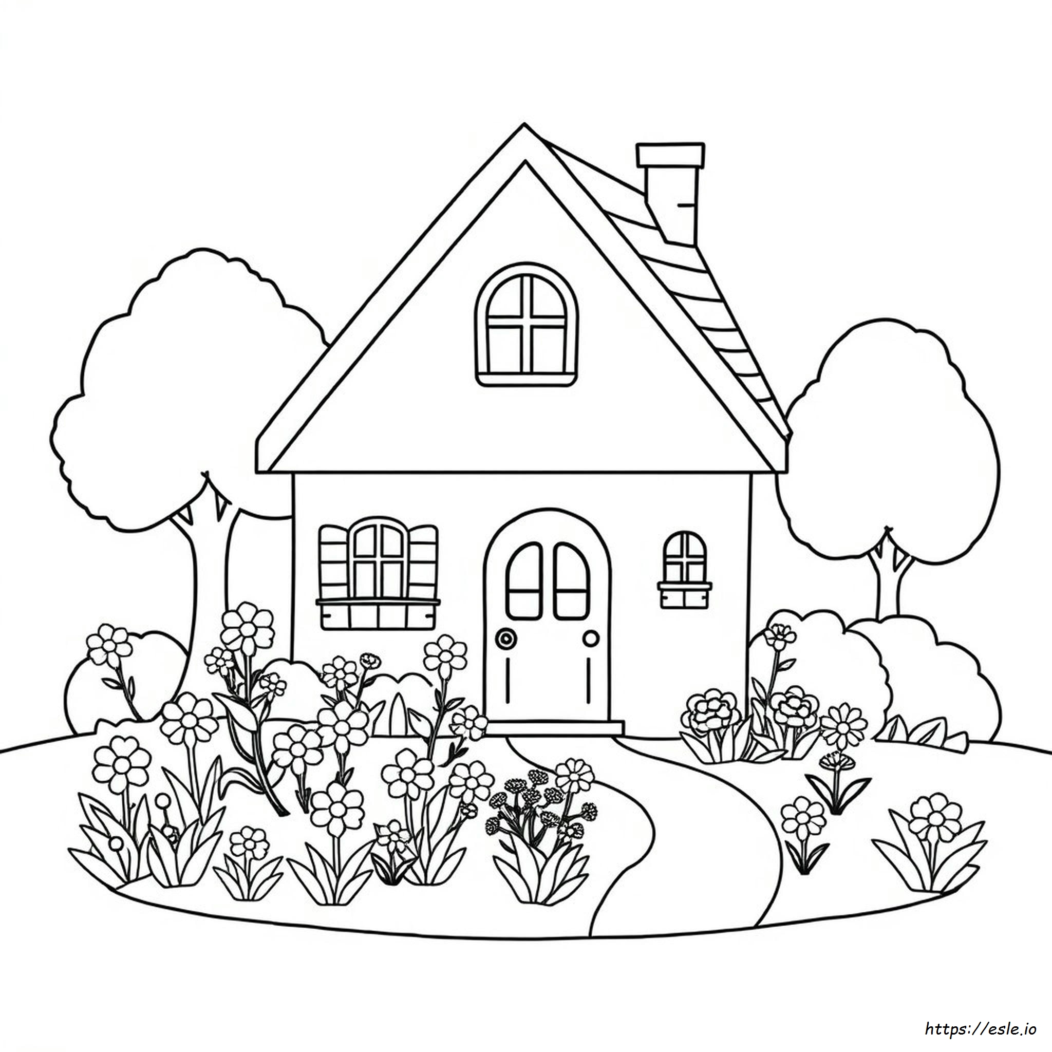 Coloriage Maison Avec Jardin