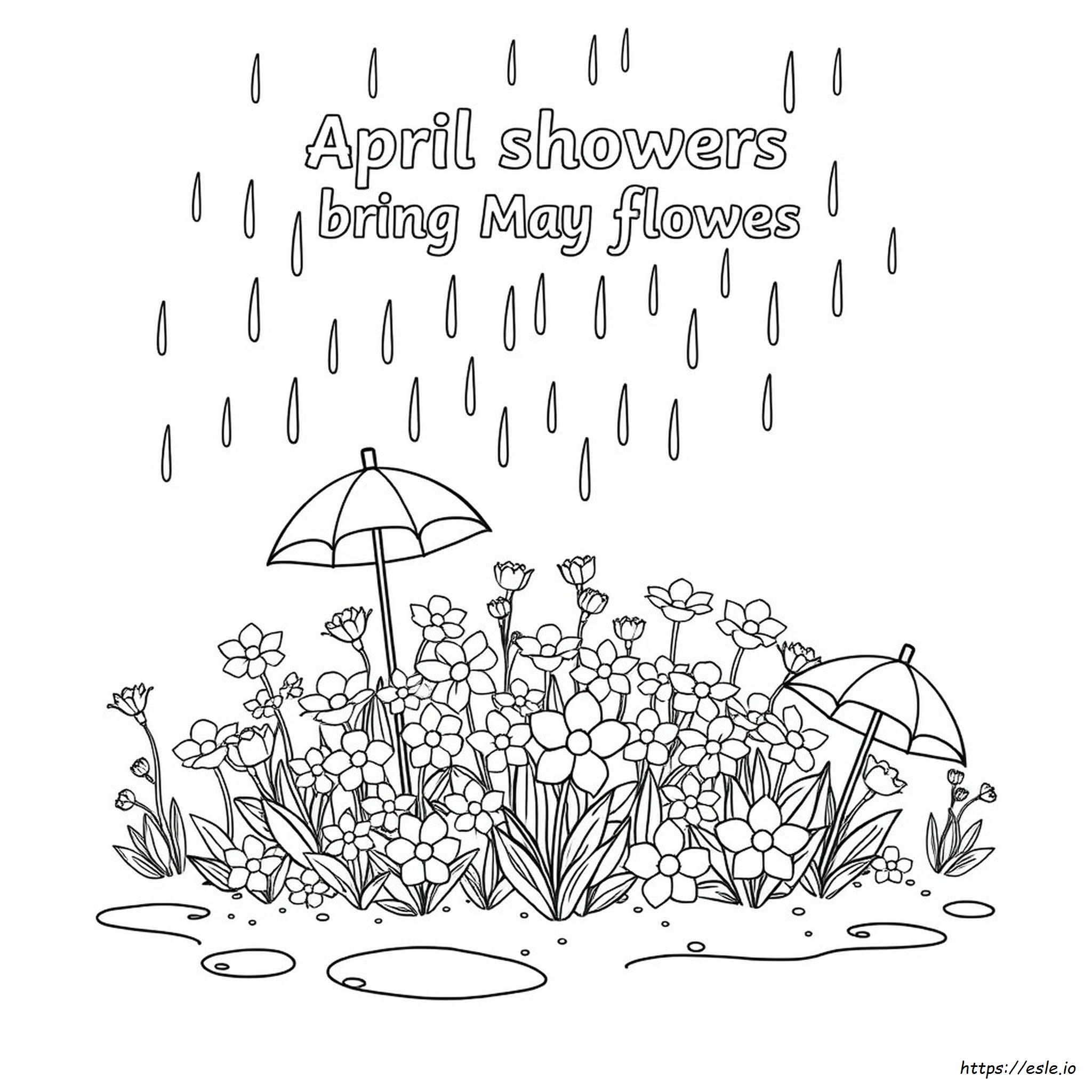 April Showers Bring May Flowers Coloring Sheet