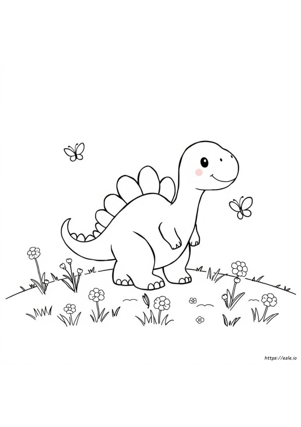 Söpö Kawaii Dinosaurs Värityskuvat