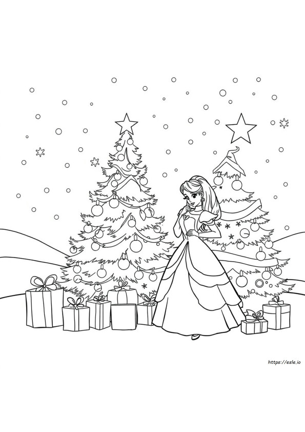 Princess Christmas Colouring Pages