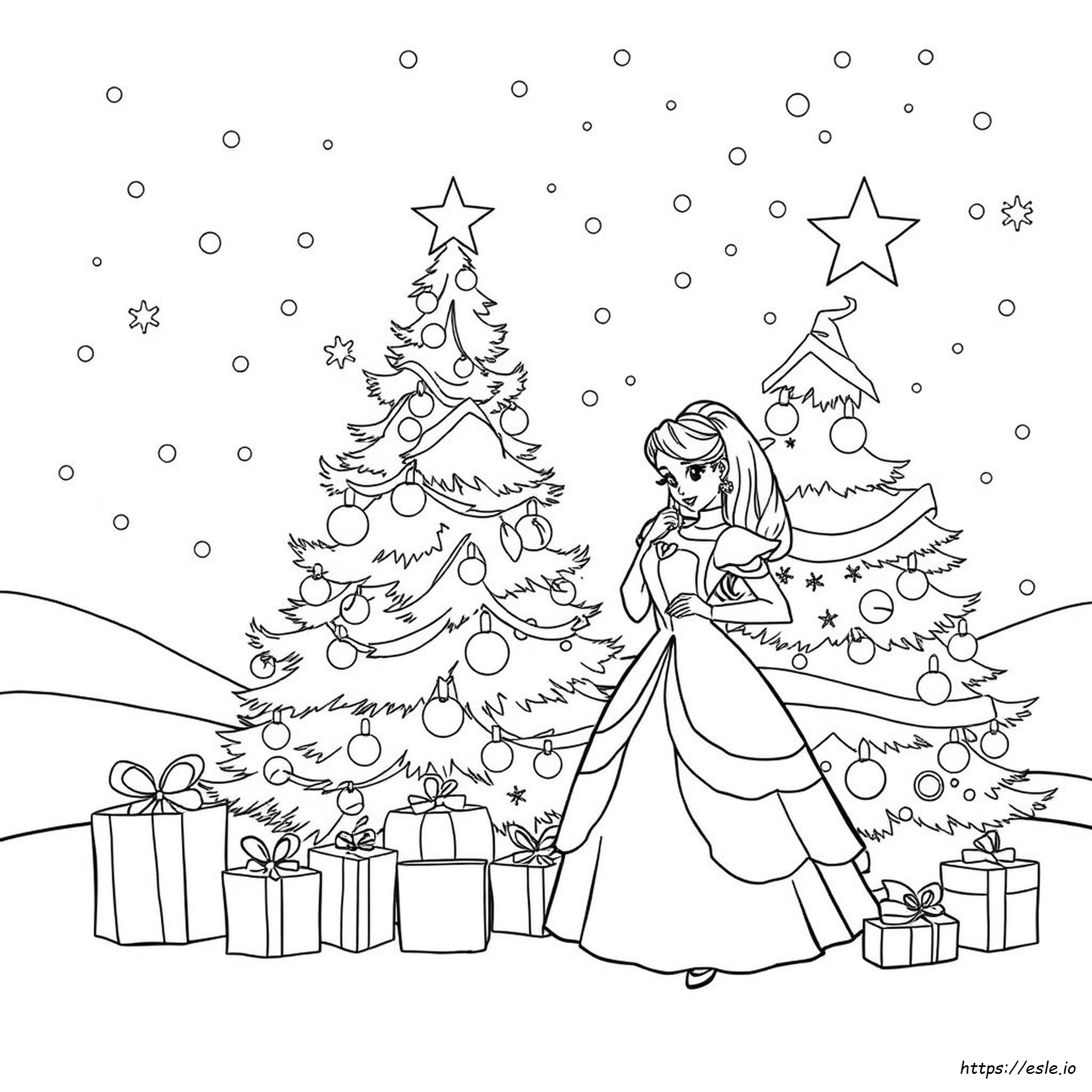 Princess Christmas Colouring Pages