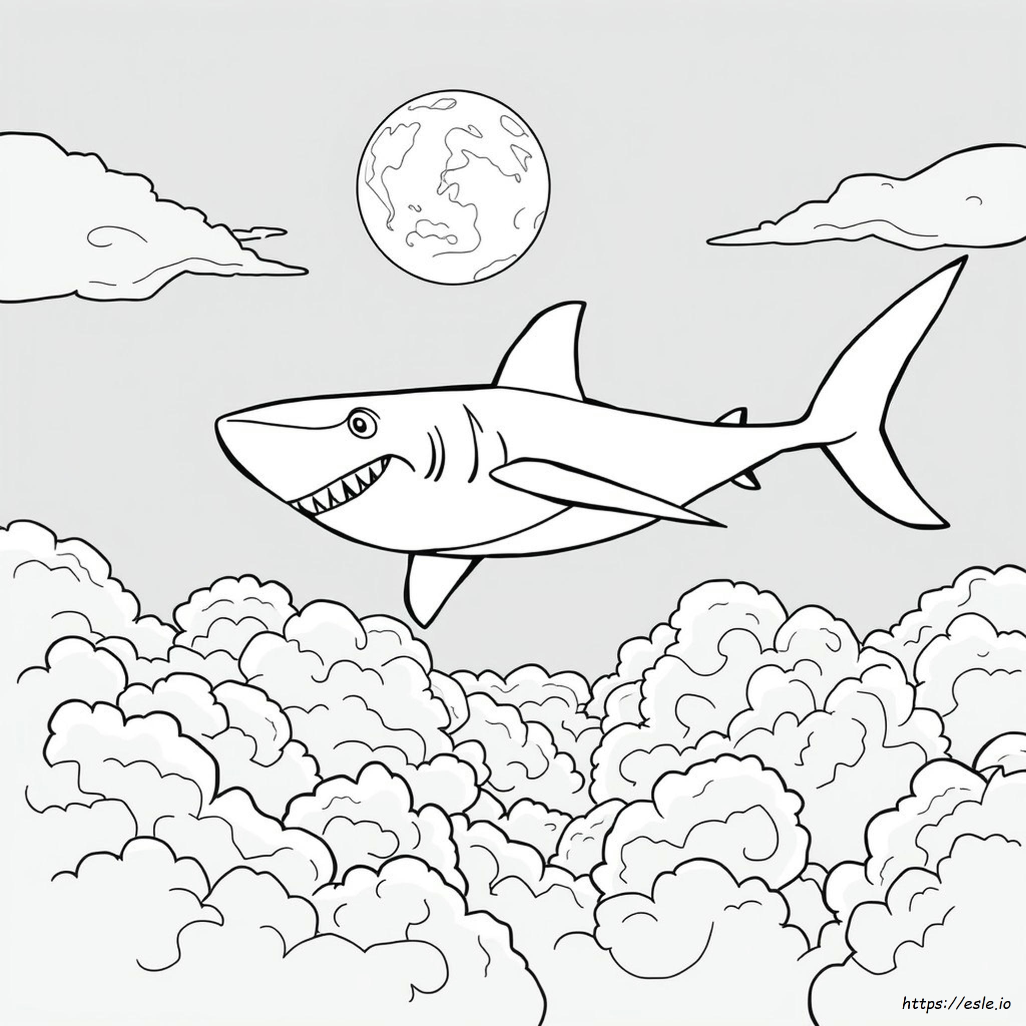 Scary Flying Shark Coloring Page