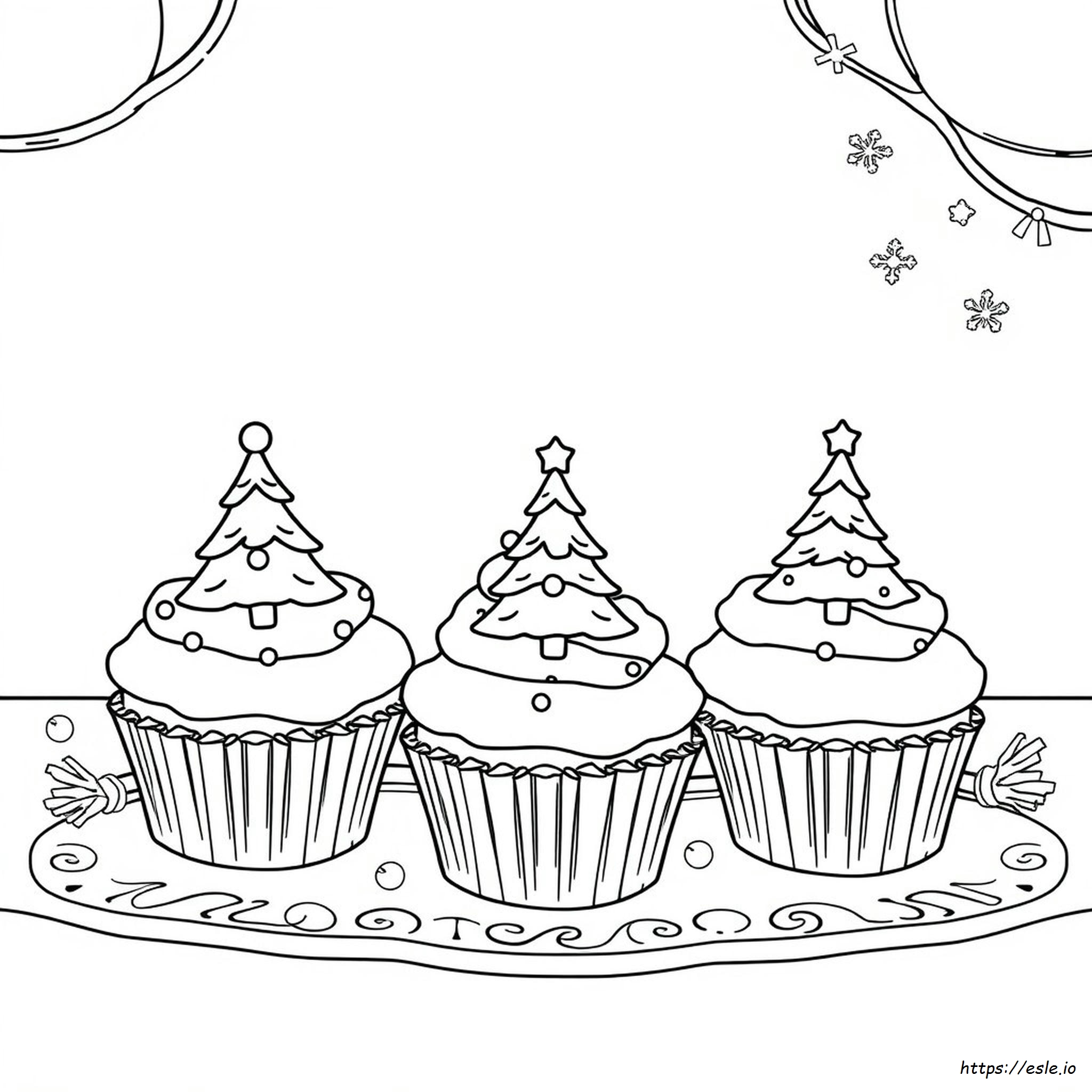 Gambar Mewarnai Cupcake Natal Gratis