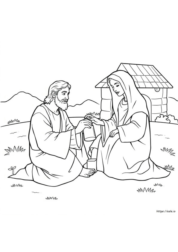Maria Unge Os Pés De Jesus Para Colorir