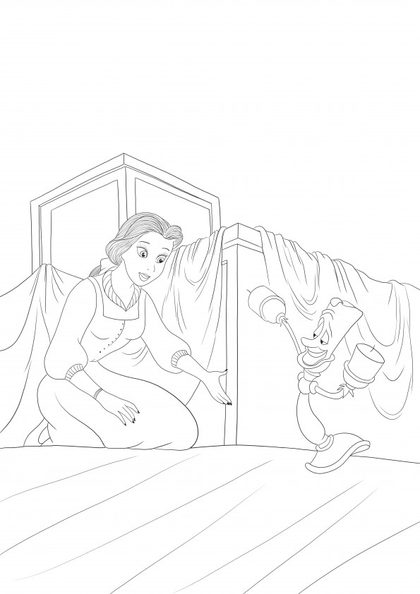 Belle Princess and the talking candlestick free to download and color picture