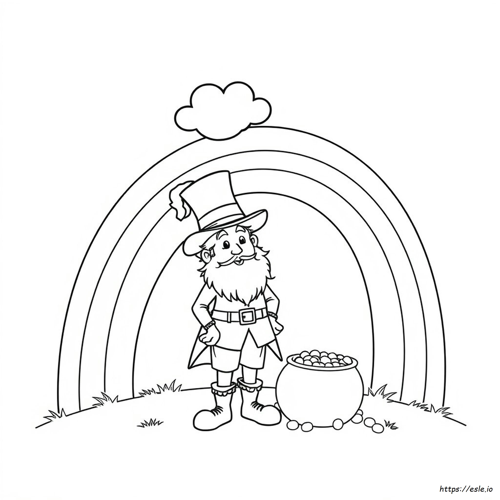 Leprechaun With Rainbow Coloring Page
