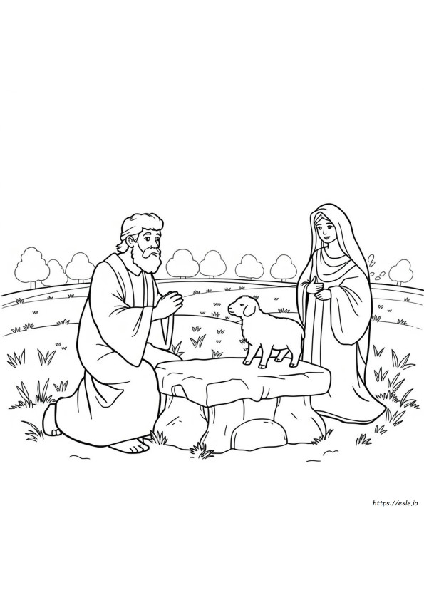 Abraham Sacrificing Isaac Coloring Page