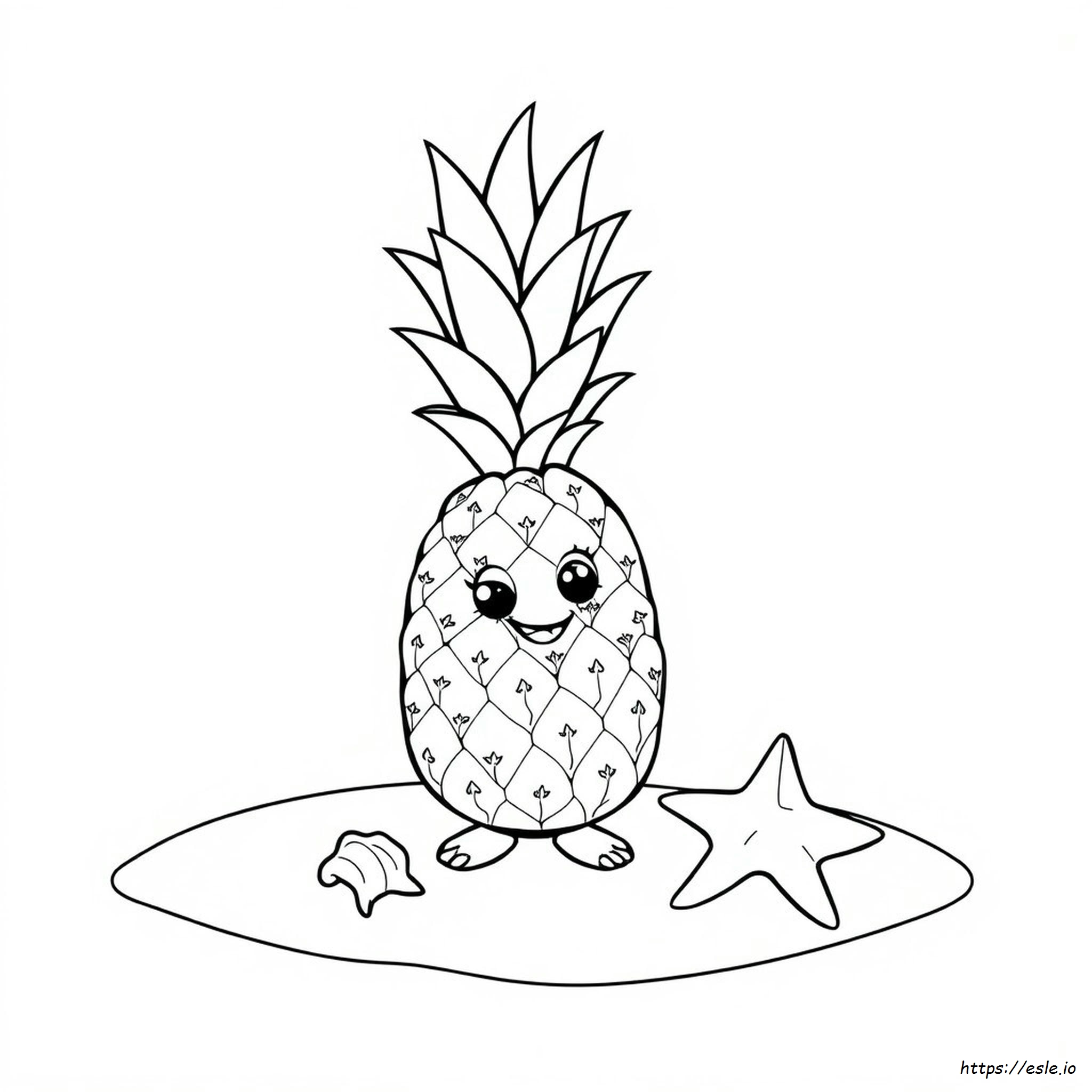 Cartoon Pineapple Coloring Page