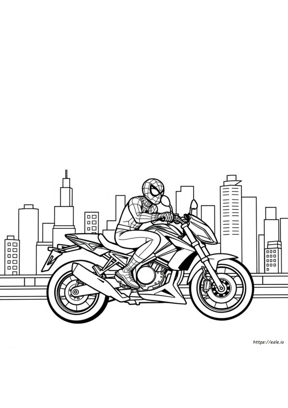 Spiderman Pe Motocicletă - Planșă De Colorat