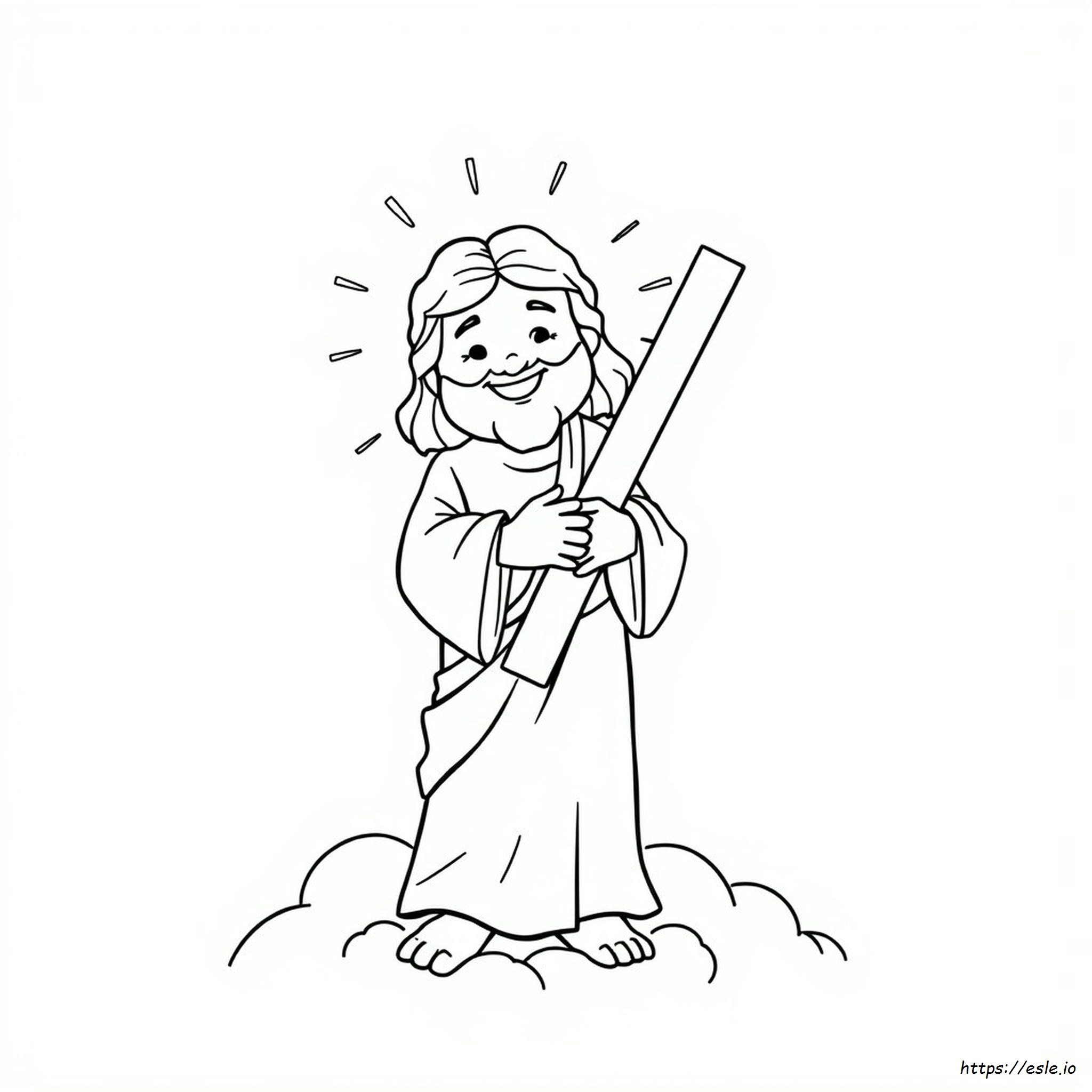 Coloriage La Croix Jésus M'aime - Gratuit à Imprimer