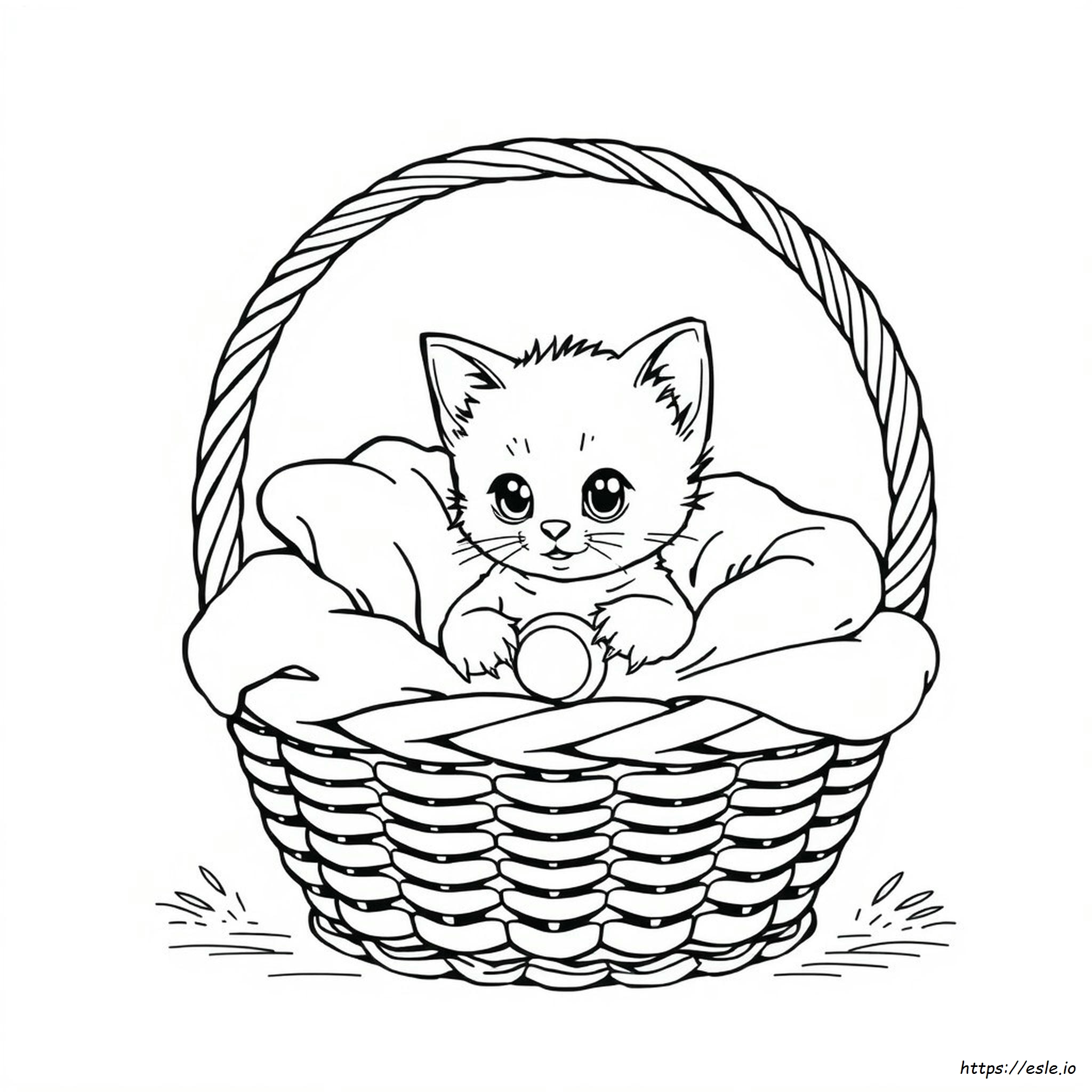 Anak Kucing Dalam Keranjang Gambar Mewarnai