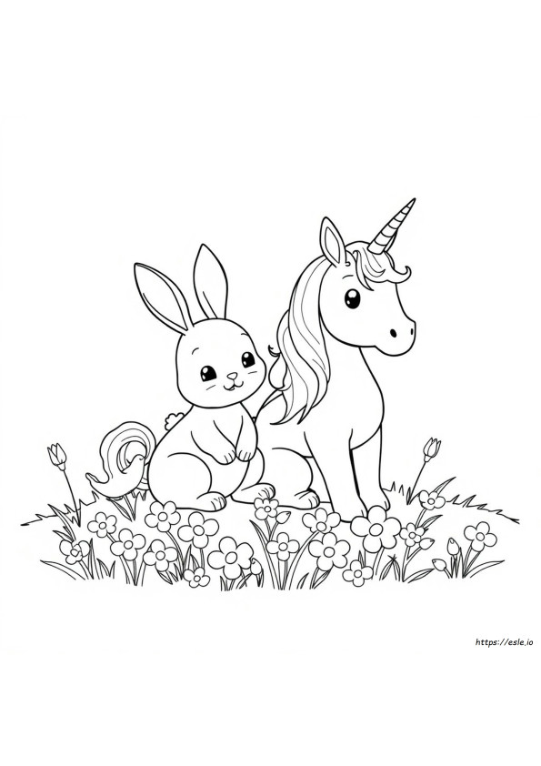 Bunny And Unicorn Coloring Pages