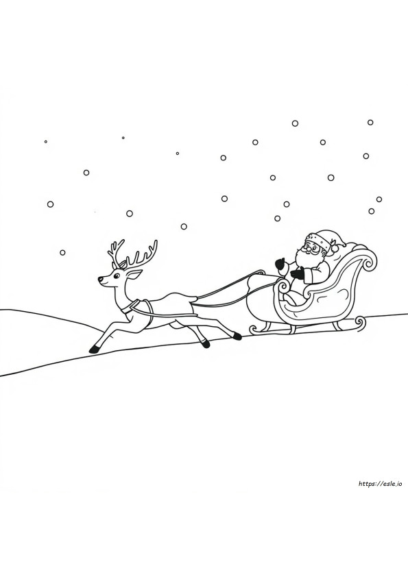 Rudolph And Santa Sleigh Coloring Page