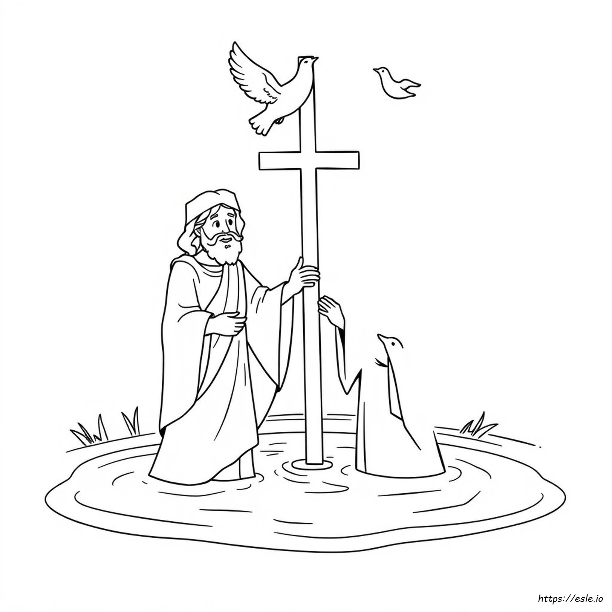 Preschool Jesus Baptism Coloring Page