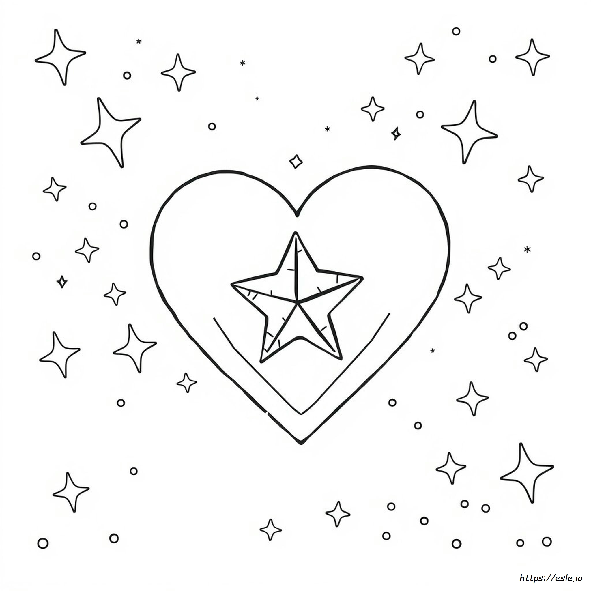 Star Heart Coloring Page
