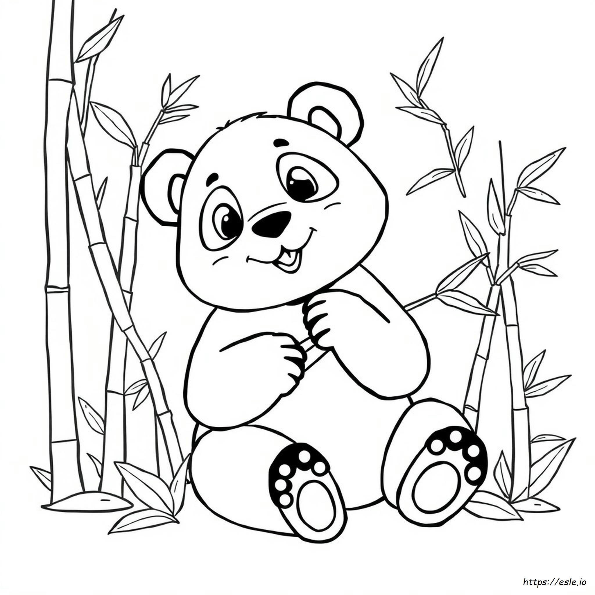 Coloriage Panda Mangeant Du Bambou