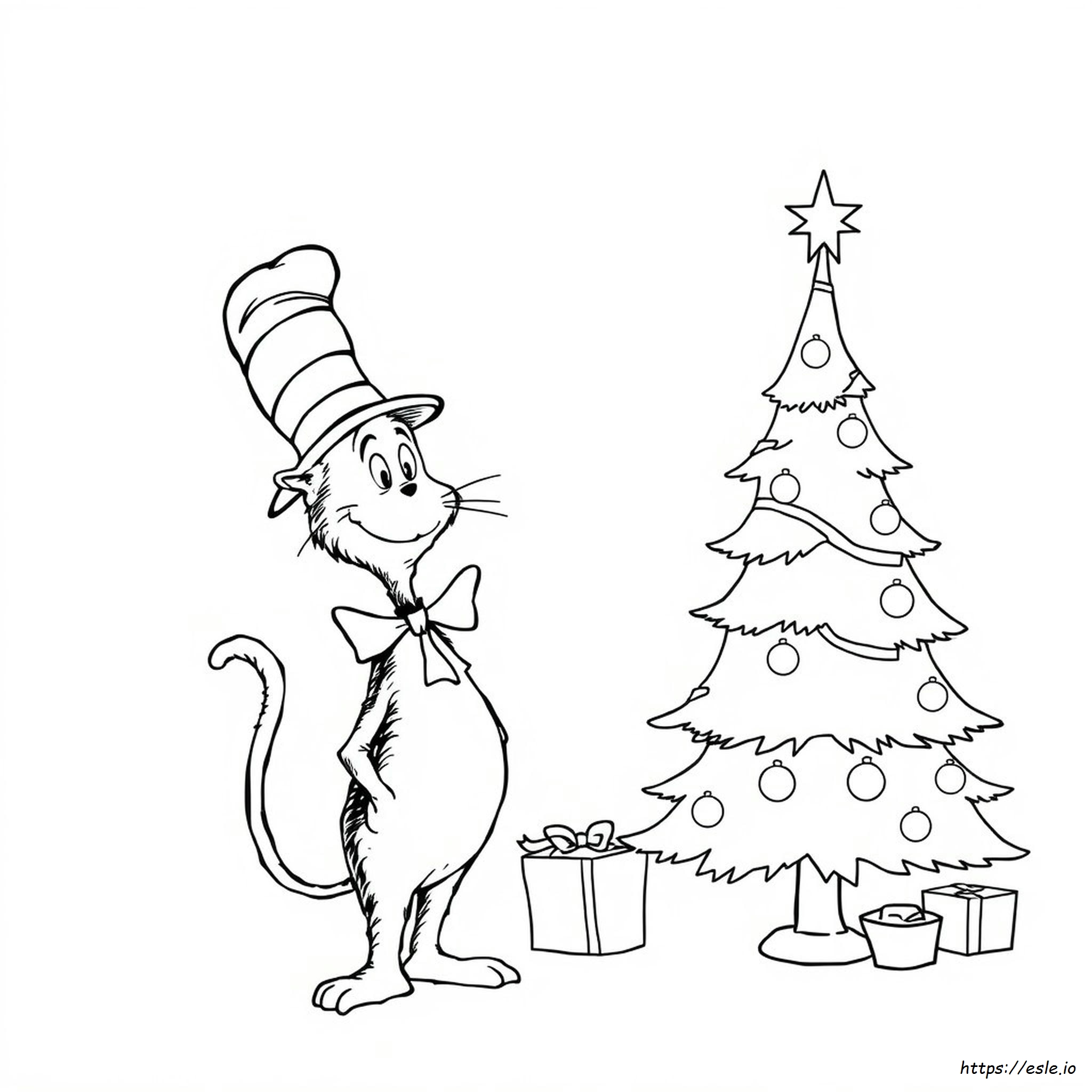 Kerst Kleurplaat De Kat In De Hoed Gratis Printen kleurplaat