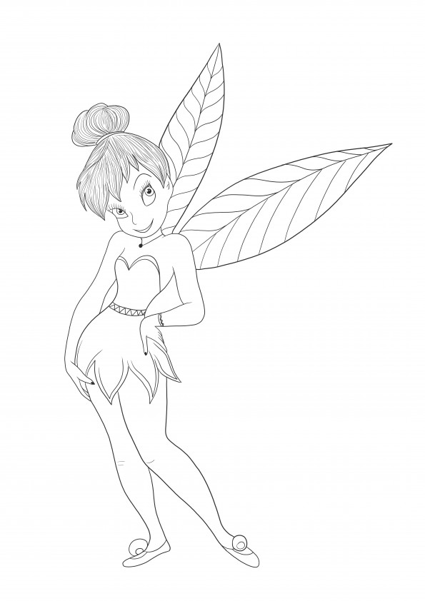 Smiling Tinkerbell to color and print for free picture