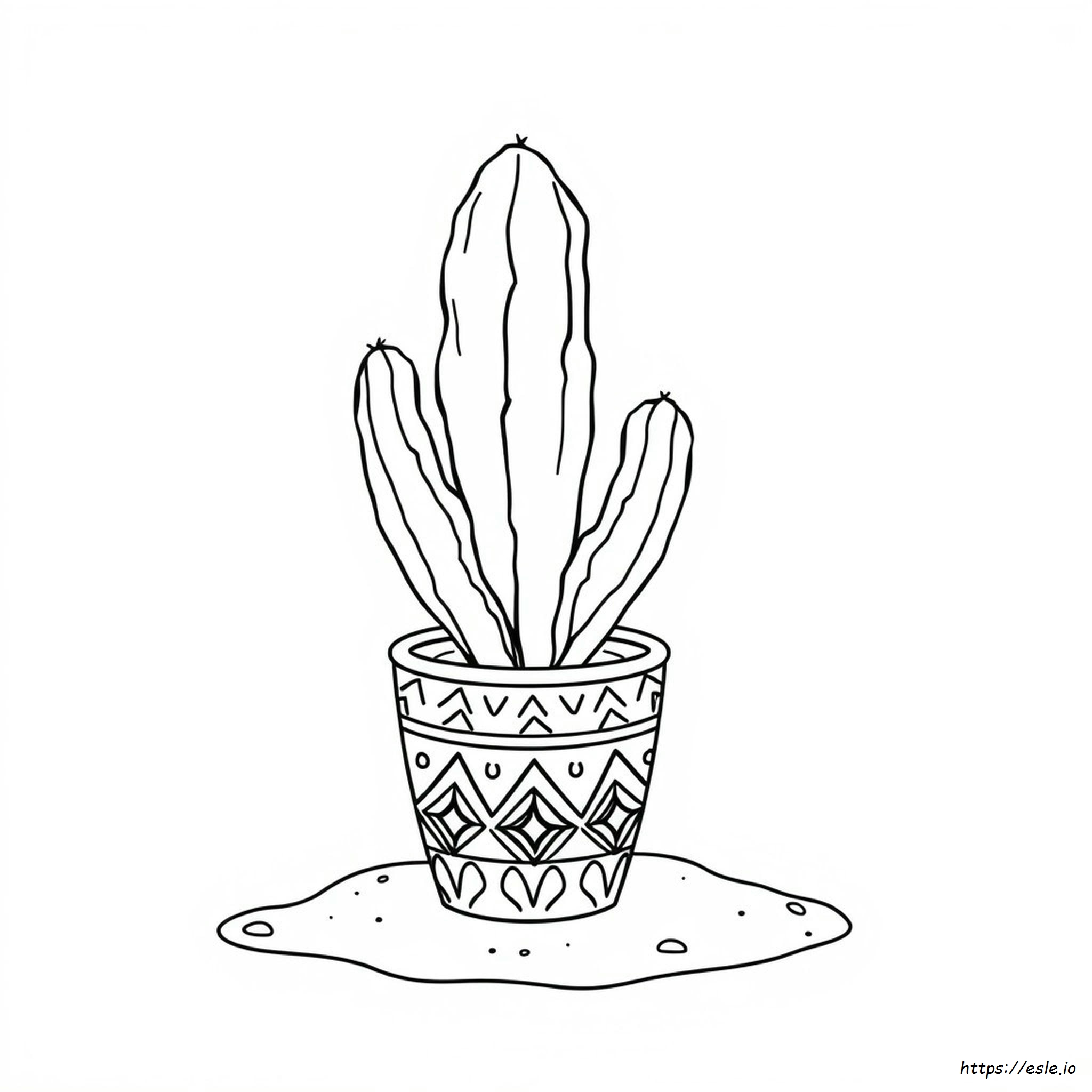 Cactus In A Pot Coloring Page