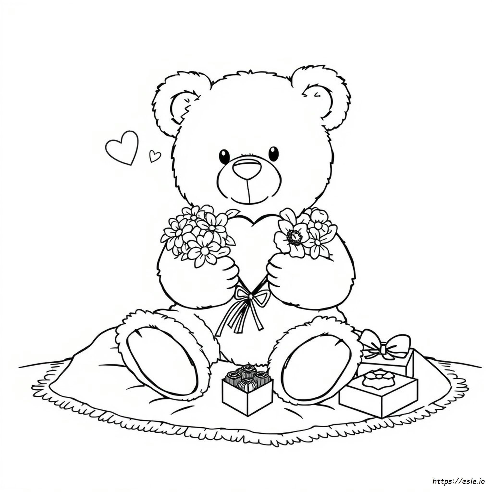 Teddy Bear Valentine Coloring Pages