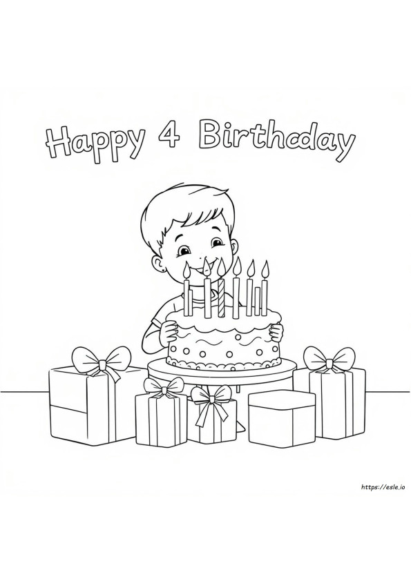 Coloriages Joyeux 4Ème Anniversaire
